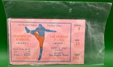 RARE Vintage Ticket Washington Redskins vs LA Rams 9/5/47  LA Coliseum
