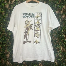 1991 Acme Clothing Looney Tunes Wile E. Coyote Film Strip Tee Warner Bros XL