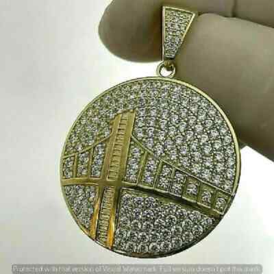 2Ct Round Cut Diamond Bling Bridge Pendant 14K Yellow Gold Finish 18'' Free Chain