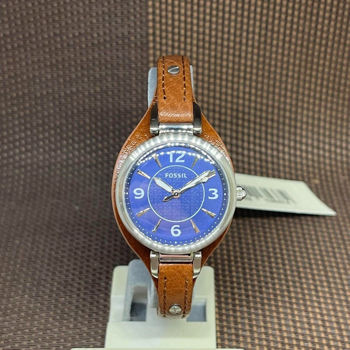 Fossil ES5205 Carlie Brown Leather Strap Blue Dial Analog Classic