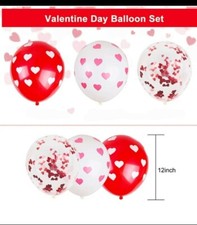 60 Piece Balloon 20 red 20 red White Heart 10 Clear Confetti 10 White...