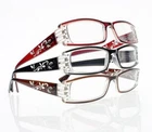 Women Stylish Rhinestone Leaves Flowers Spring Hinges Reading Glasses +1.0~+4.0