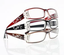 Women Stylish Rhinestone Leaves Flowers Spring Hinges Reading Glasses +1.0~+4.0
