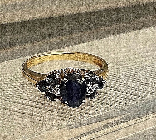 14K Yellow Gold Blue Spinel Ring With Diamonds Size 6 ๐ - Picture 4 of 10