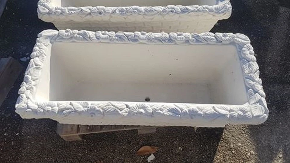 VASO FIORIERA CASSETTA RETTANGOLARE DIVISORIO IN CEMENTO MARMO PER ESTERNO L90CM - Immagine 2 di 2
