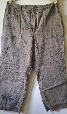 Chicos Design Crop Pants Women Size 12 Green Cotton