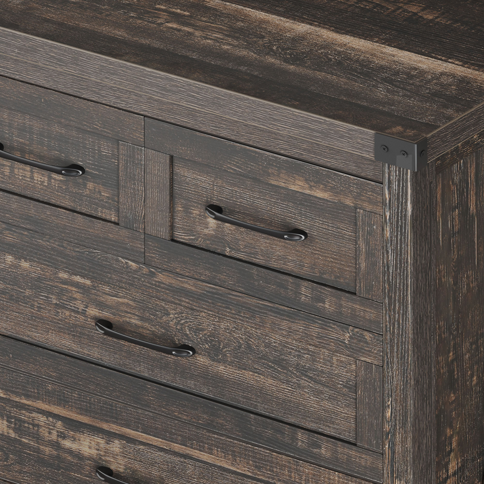 Tall 6 Drawer Dresser Dark Wood Storage Chest Bedroom Furniture Storage Cabinet