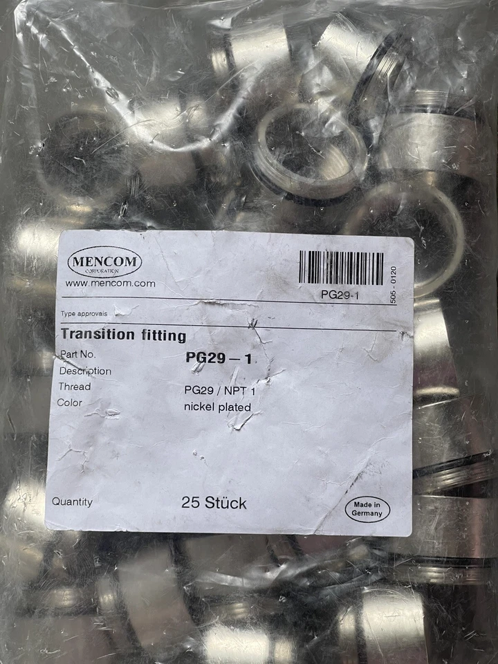 Mencom PG29-1 PG29 Male Thread, To, 1.0-NPT Female Thread, Adapter, Qty:25 - Image 2 of 2