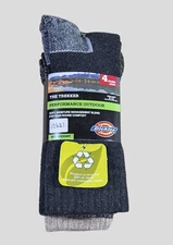 DICKIES Mens Socks Crew Boot Cushioned Mid-Weight 4 Pair Shoe Size 6-12 