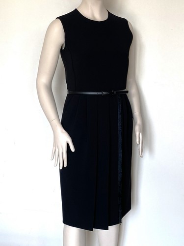 MAX MARA, Black Dress with LEATHER Belt, Size 14 US, 16 GB, 44 DE, 48 IT - Picture 13 of 16