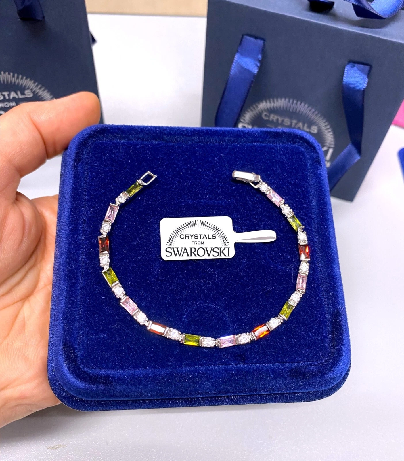 Bracciale Tennis Finissimo Auri pl. oro Bianco 18k con Cristalli Swarovski B23 - Foto 2 di 4