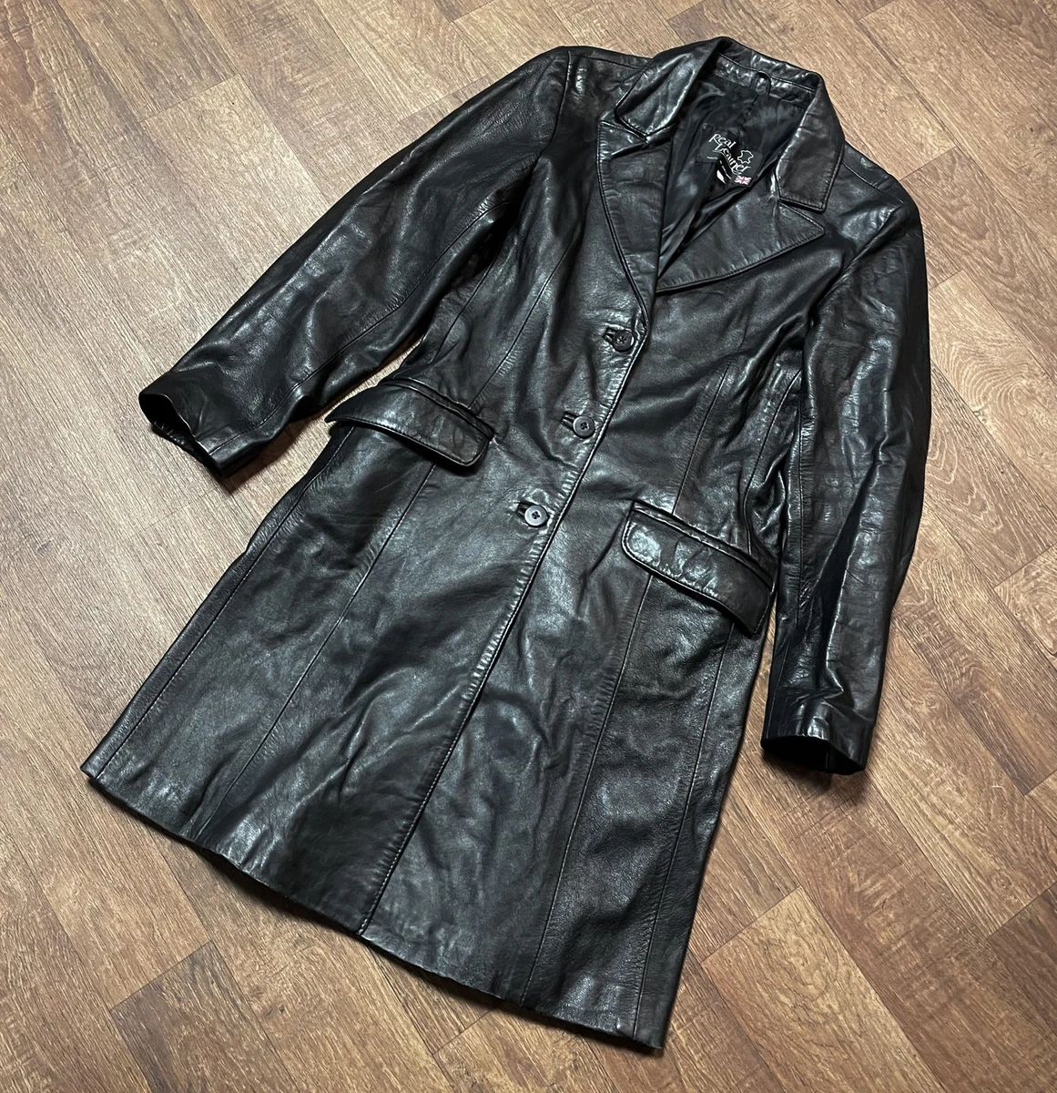 Longline leather shop coat