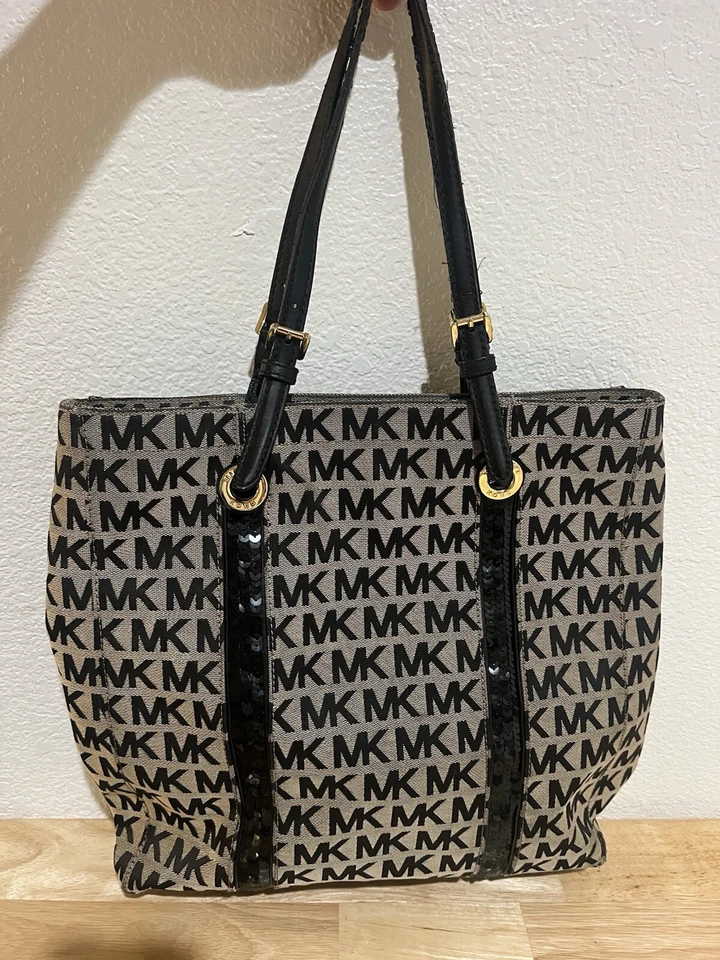 Michael Kors 手提包 托特包 Jet Set Sequin 大号 徽标 MK 钱包 Monogram 签名 — 第 2/4 张图片