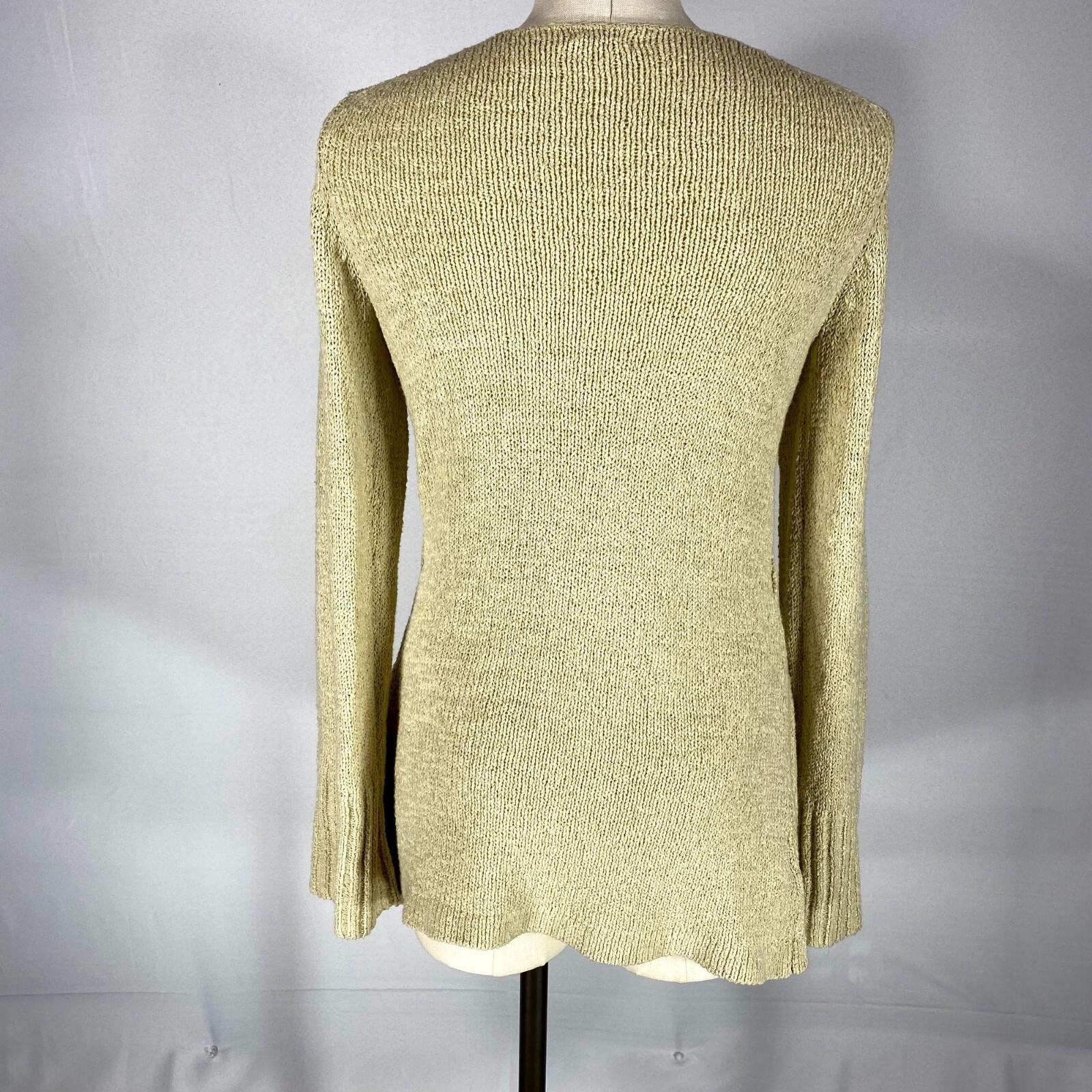 Max Studio Women's Size Small Beige Open Front Knit Cardigan Sweater