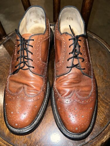 Vintage Sears MEN'S Leather  Men's Shoes Brown Wing Tip Sz 10 D - Picture 1 of 10