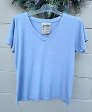 XL Jungmaven Paige V-neck T-shirt Coastal Blue Hemp Organic Cotton NWT New