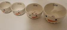 Sur La Table Snowman Nesting Stackable Measuring Cup Set 4 Ceramic Red Green