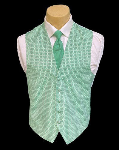 Men's After Six Clover Green Tuxedo Vest & Tie Free Shipping Big & Tall Sizes