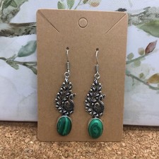 Malachite Gemstone 925 Silver Plated Handmade Earring 7 GM New Free Ship 3387