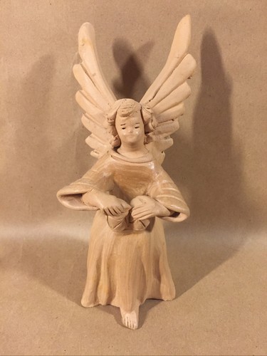 Portacandele vintage ceramica guatemala arte popolare angelo che suona batteria 7" - Foto 12 di 12