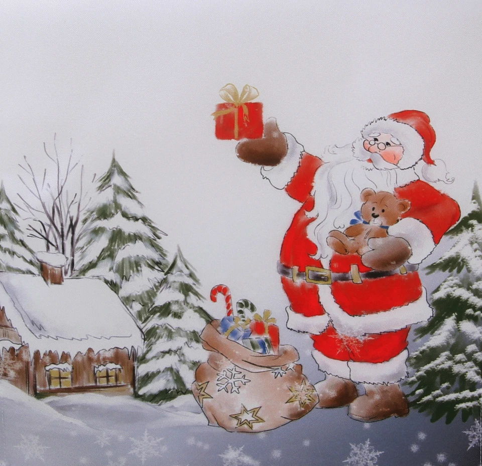 Weihnachts-Tischläufer Tisch-Decke Kissen Druckdesign "Weihnachtsmann" Rot/bunt - Bild 1 von 1