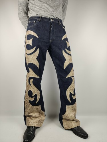 Custom Snake Tribles Flared Denim Jeans 