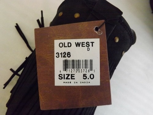 Old West Black Toddler Girls Corona Leather Fringe Fashion Boots size 5d - Picture 3 of 3