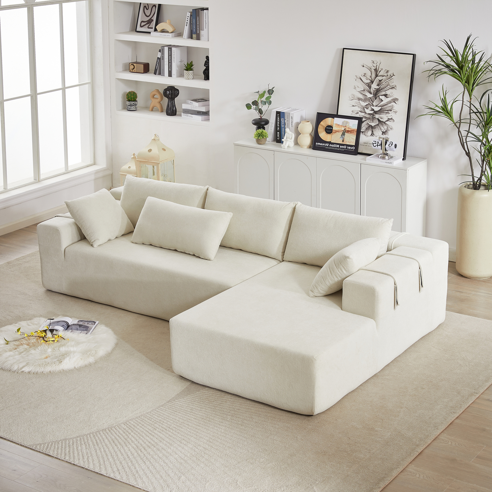 Modern Chenille Modular L-Shaped Sectional Sofa Set 108