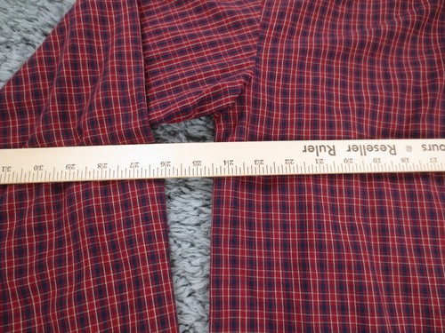 Arrow Shirt Mens Large Tall Dark Red Blue Check Easy Care Long Sleeve Button Up - Picture 9 of 10
