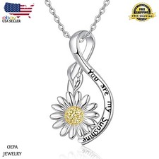 925 Sterling Silver Daisy Flower Necklace Daisy Flower Pendant for Women