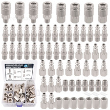 67Pcs Air Coupler and Plug Kit,1/4 Inch NPT Tool 6.35mm, Silver