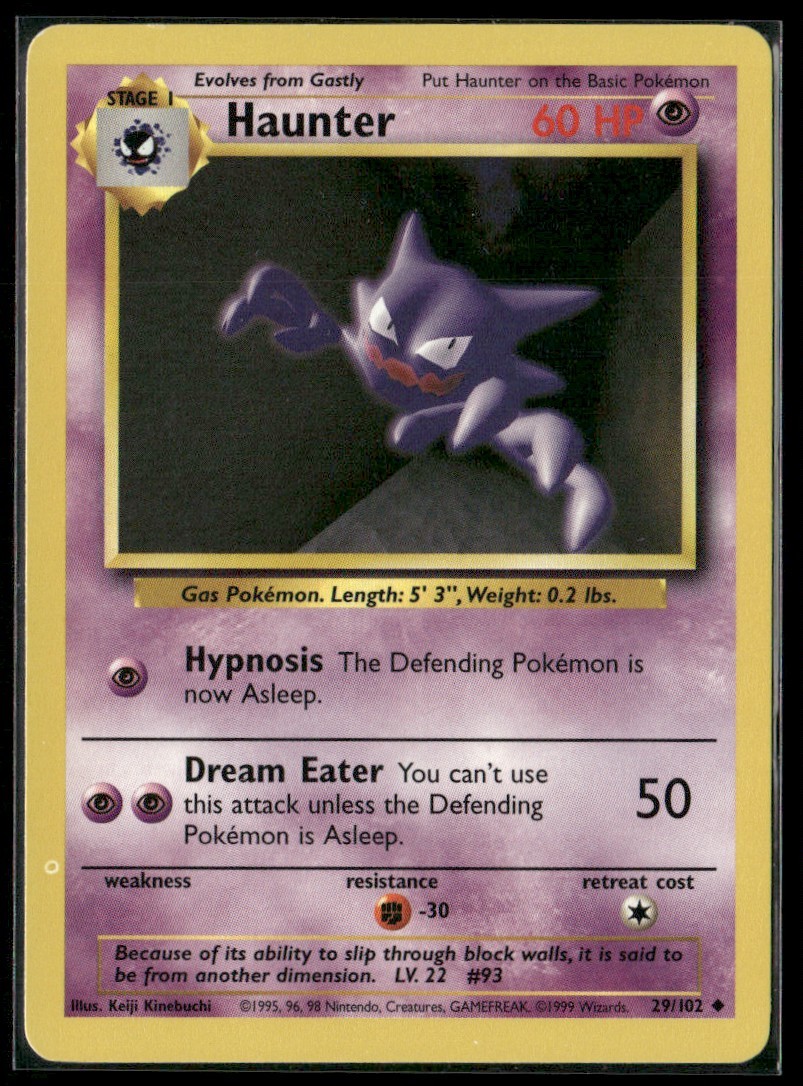 Haunter #29/102 Base Set 1999 Uncommon NM/LP Pokemon TCG