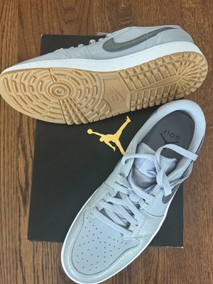 Men's Size 10.5 - New Nike Air Jordan 1 Low Golf Shoes Wolf Grey