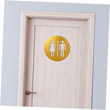 Men and Women Bathroom Sign 7.87 x 7.87 Inch Metal Unisex Restroom Door Gold