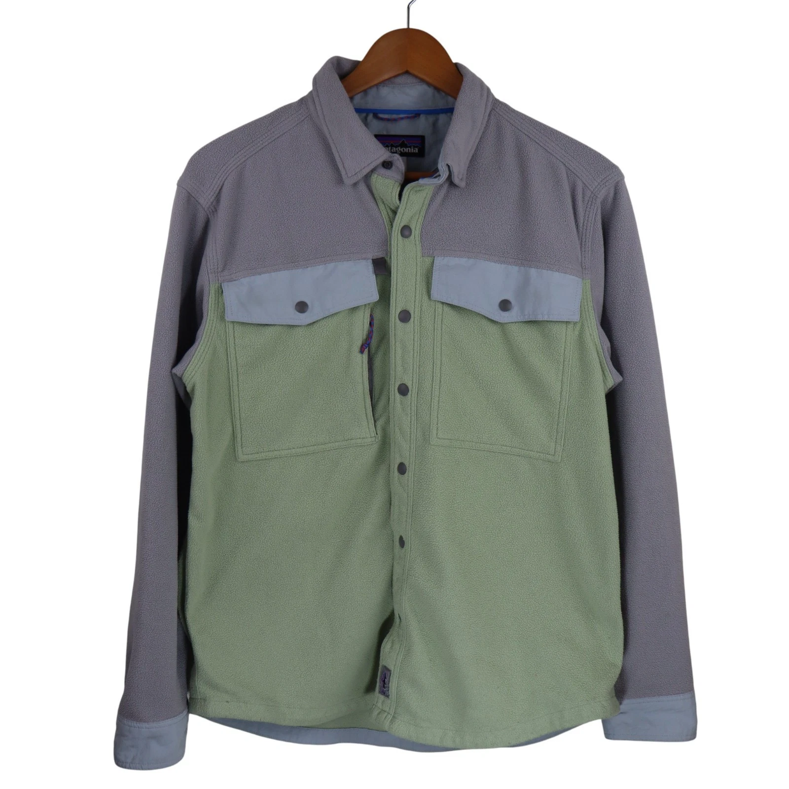 Patagonia Early Rise Snap Fleece Shirt Jacket Mens S Green Brown Shacket Coat