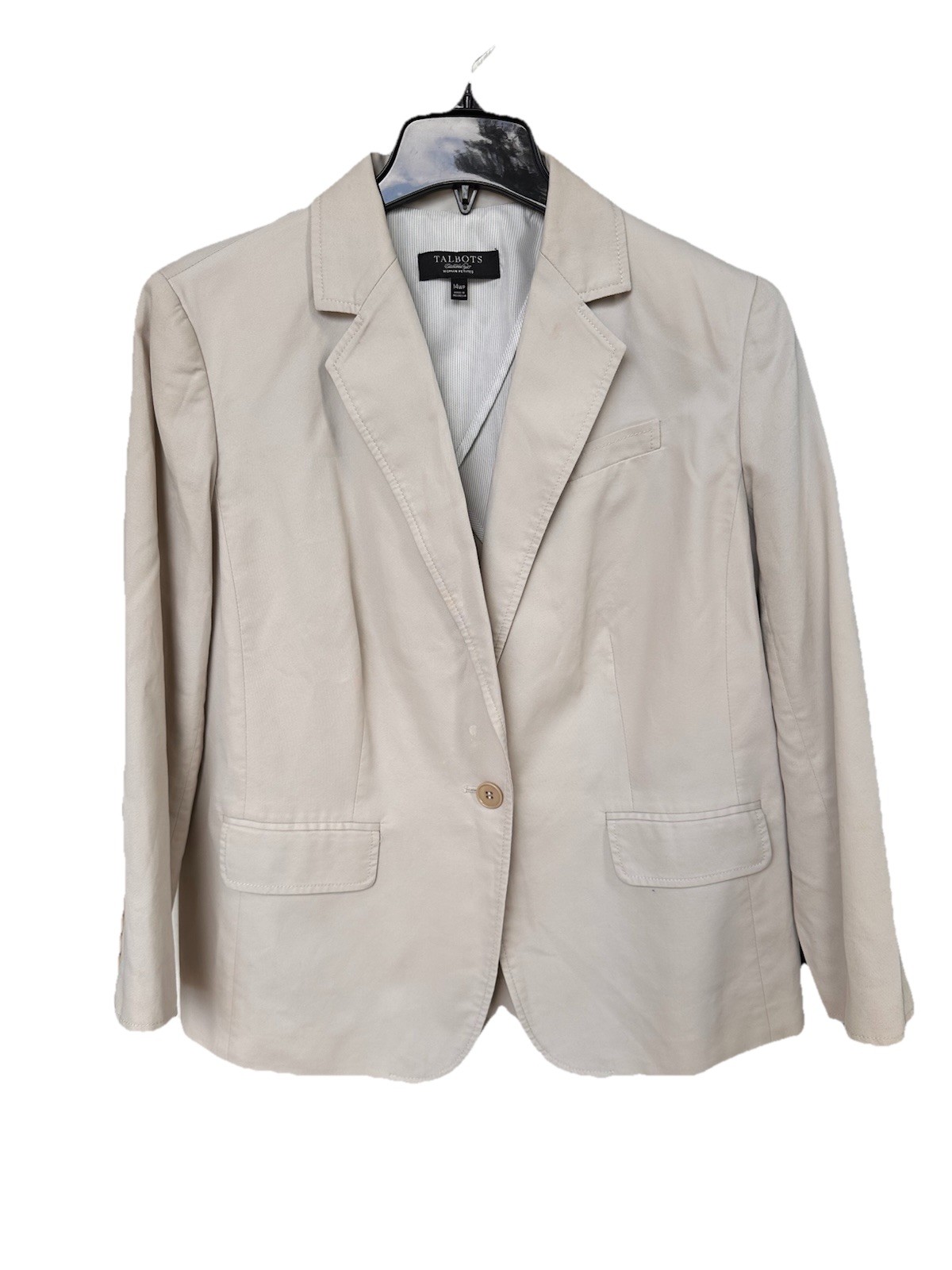 Talbots Classic Solid One Button Lined Cotton Bla… - image 3
