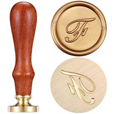 Letter F Wax Seal Stamp, Yoption Vintage Brass Head Wooden Handle Initial Alp...