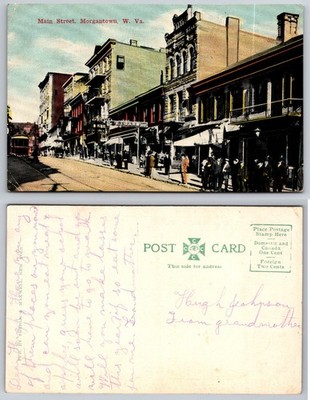 Morgantown WV Main Street Trolley Postcard Shebie & Maxwell Divided Back