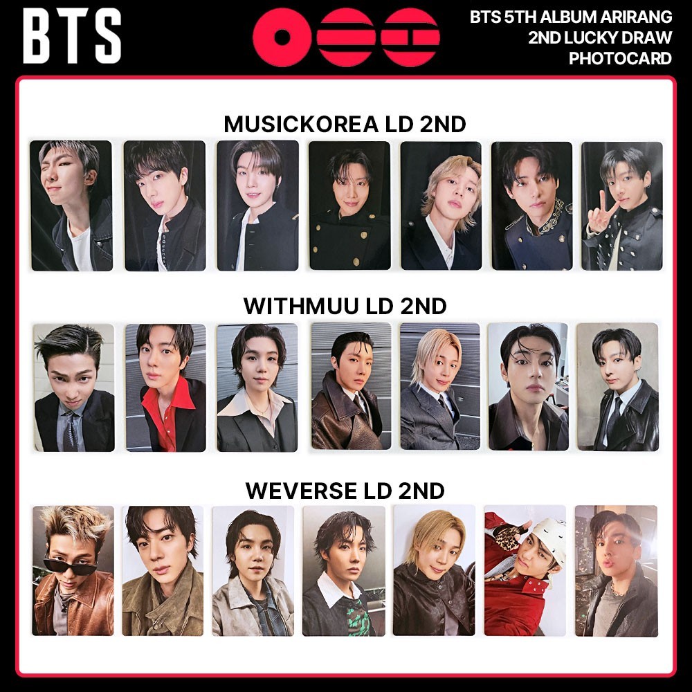 BTS ARIRANG 2nd Lucky Draw Photocard - Weverse, Withmuu, Music