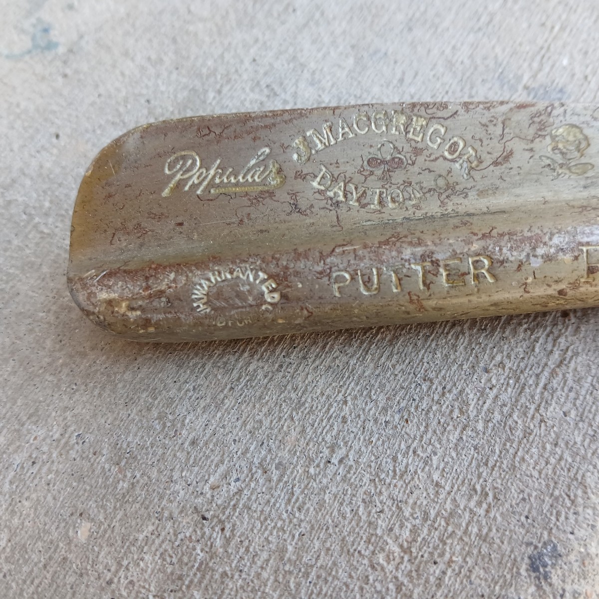 Vintage MacGregor Card Logo Dayton Ohio Hickory Stick Wooden Golf Club A H Stamp