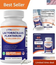Digestive Support Supplement: Lactobacillus Plantarum 60 Capsules Made in USA