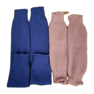 Vintage 80s Lot 2 Pairs Leg Warmers Pink Blue Elastic
