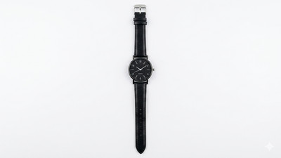 men Watch Black Leather Strap Quartz Minimalist Casual Dress Elegant Timepiece
