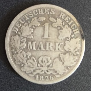 1 Mark 1876 D Kaiserreich Deutsches Reich kleiner Adler 900er Silber Ag 5g Fein