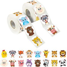 500PCS Cartoon Animal Reward Stickers Roll   2.5cm DIY Kids Gift Seal Labels