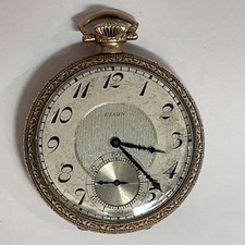 Elgin Pocket Watch US 1924 Grade 345 17J ADJ 12S Art Deco GF Case