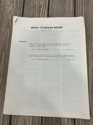 Media Coverage Report March 5 1979 Stapled Copy With Washington Star Highlights