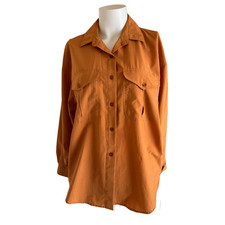 Ashleigh Morgan women s L button up vintage 90s retro button up light orange