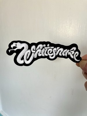 WhiteSnake Iron On Patch White Black Embroidered Rock