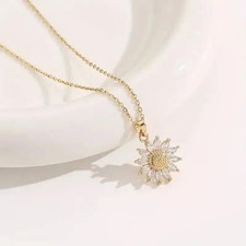 Sunflower Pendant Necklace Gold Flower Necklace Gift for Women with Gift Box